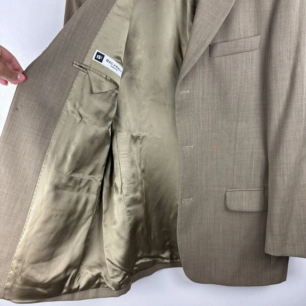 Bachrach Blazer Men's 40R Tan Beige 100%‎ Wool Sports  Made Coat In Italy Jacket